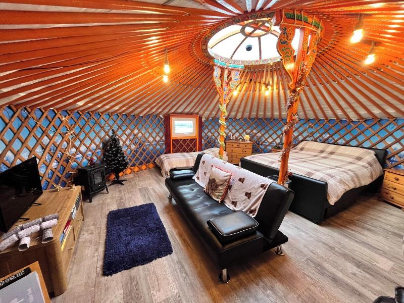 Orange Yurt With Hot Tub- Sleeps 3, Parking & Pe image
