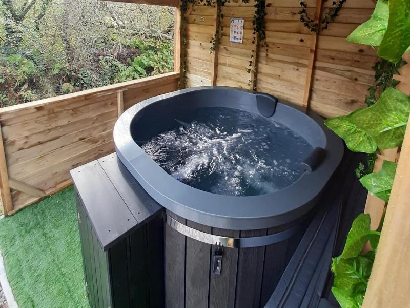 Luxury Shepherds Hut With Spa Hot Tub On Anglesey image