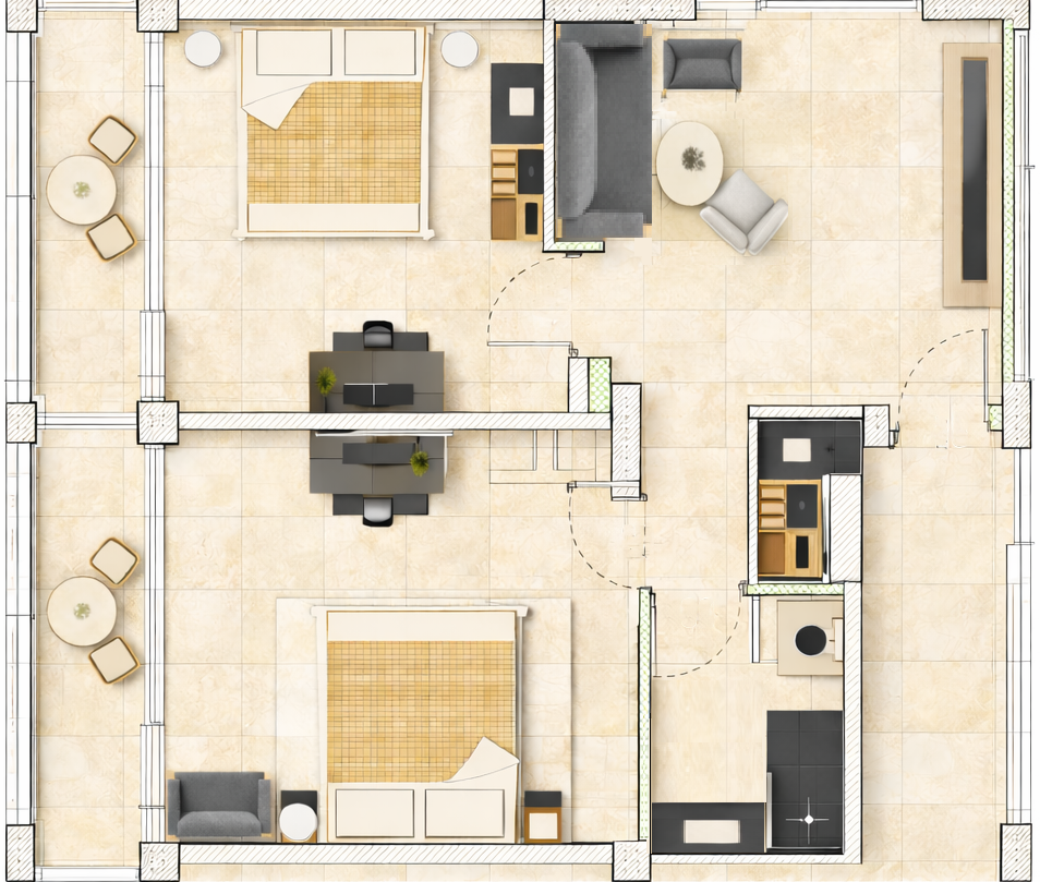 Suite, familiare, 2 camere da letto, vista sul mare